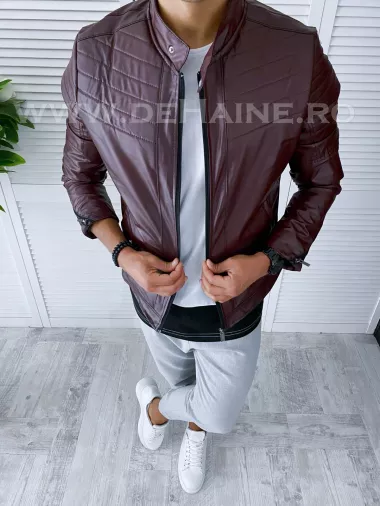 Geaca barbati grena piele ecologica cu mic defect DEF2832 67-4